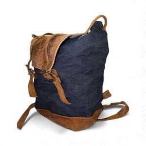 War Chest Classic Navy and Tan leather denim Men's Backpack
